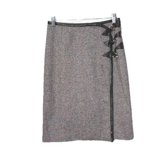 Vtg Austin Reed Wool Silk Wrap Toggle Tweed Pencil Skirt 2 equestrian Academia
